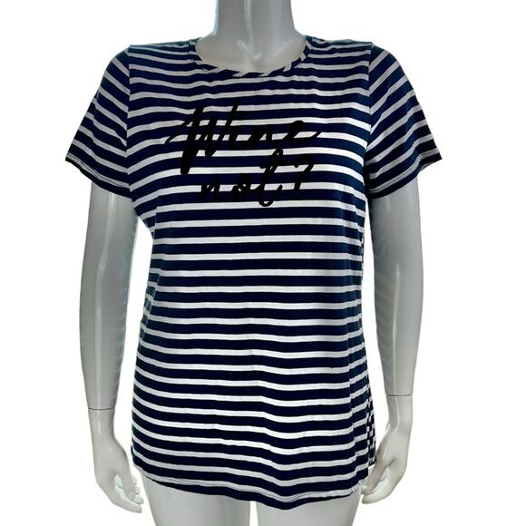 Lane Bryant Striped Novelty Wine Not Tee Size 18/20 Blue White - Picture 1 of 6